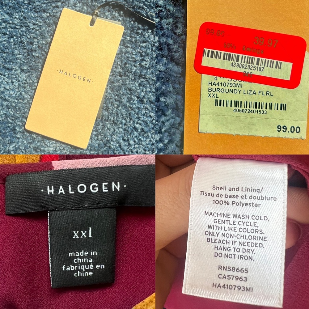 XXL NWT Halogen Botanical Plisse Dress - Picture 7 of 8
